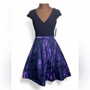 Theia Navy Blue & Purple Dress